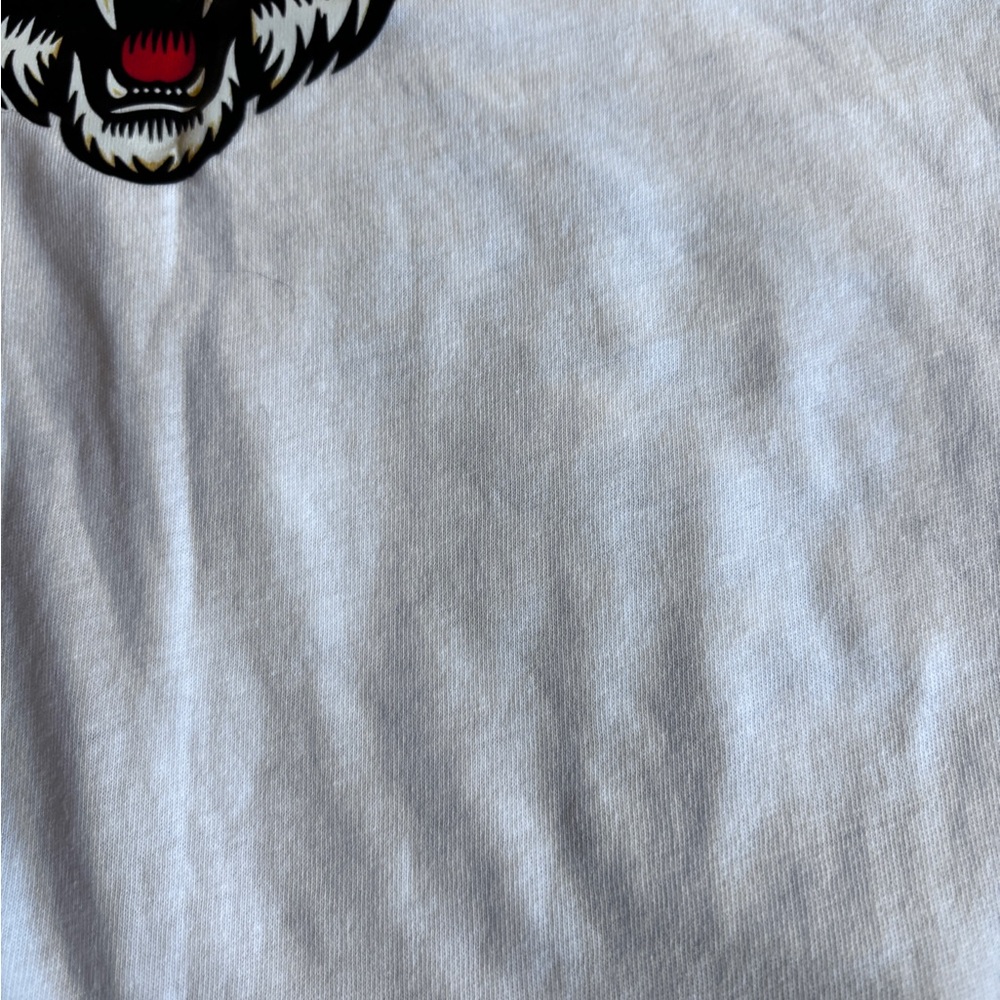 White Tiger Graphic Crop Tee Short Sleeve Cotton - Picture 4 of 8